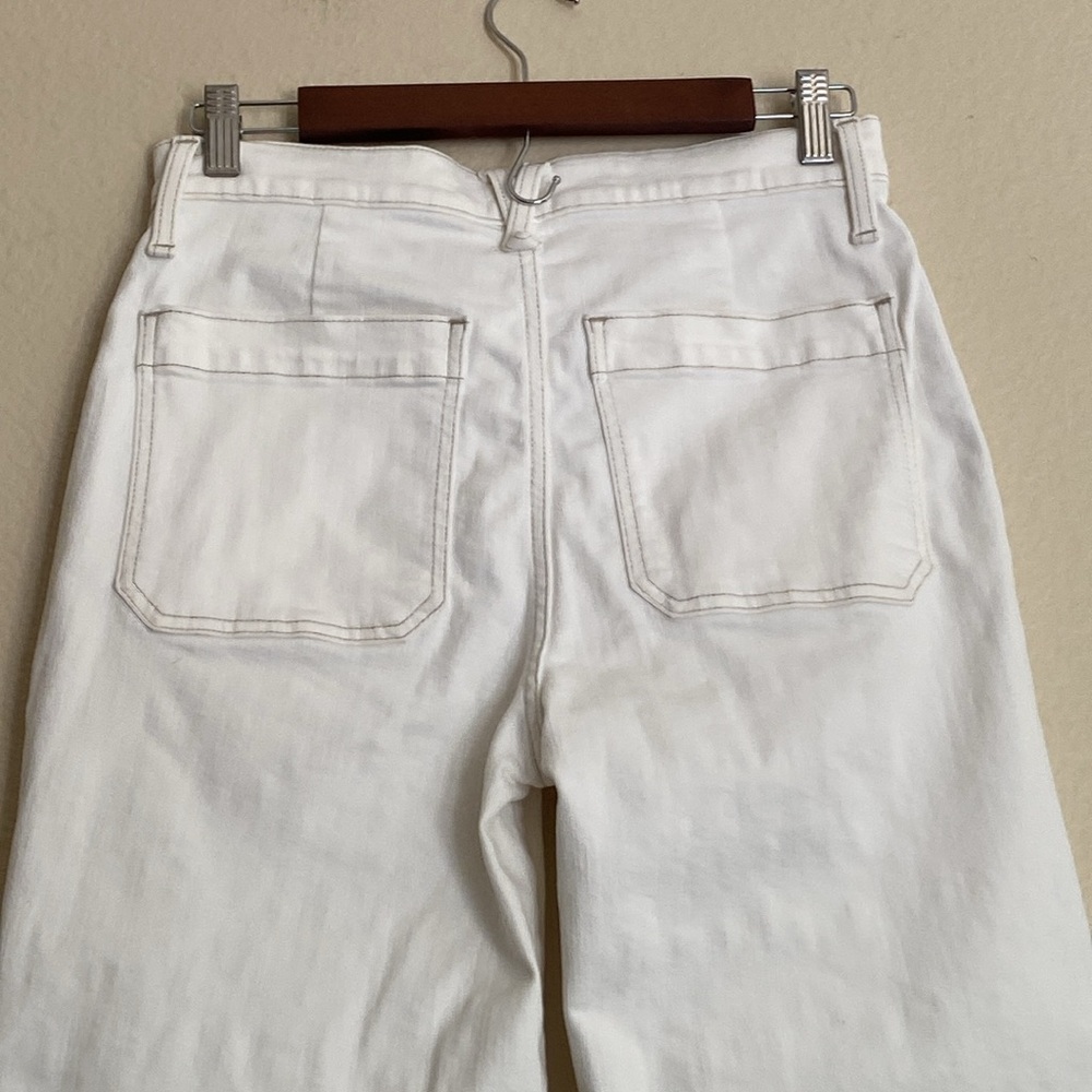 J. Crew Slim Wide-Leg with Contrasting Stitch Button Front Jeans - Picture 4 of 12